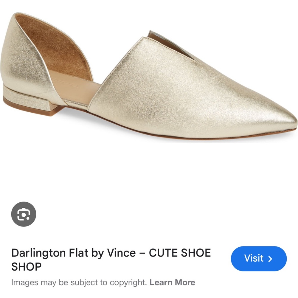 Vince Darlington gold Metallic Pointed Toe Flat